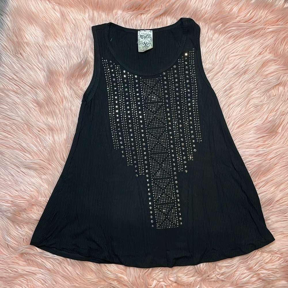 Vocal USA Woman’s Black Sparkle Bling Tank‎ Size Small